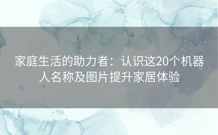 家庭生活的助力者：认识这20个机器人名称及图片提升家居体验