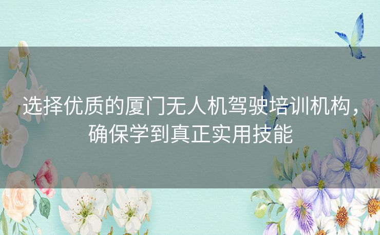 选择优质的厦门无人机驾驶培训机构，确保学到真正实用技能