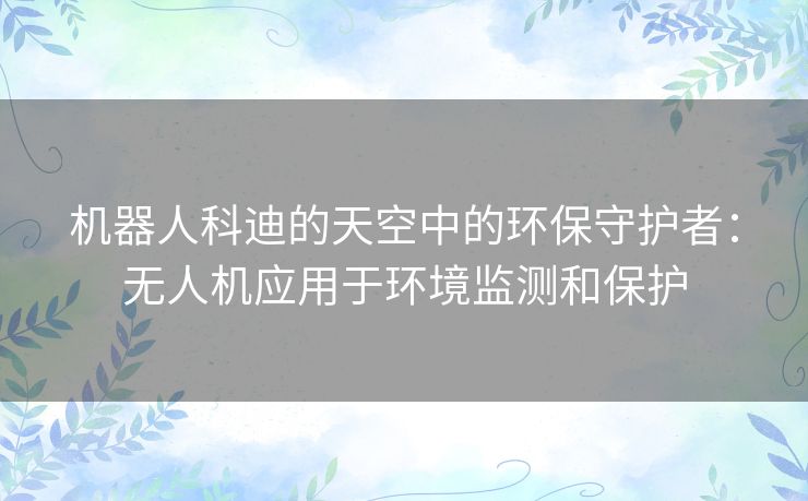 机器人科迪的天空中的环保守护者：无人机应用于环境监测和保护