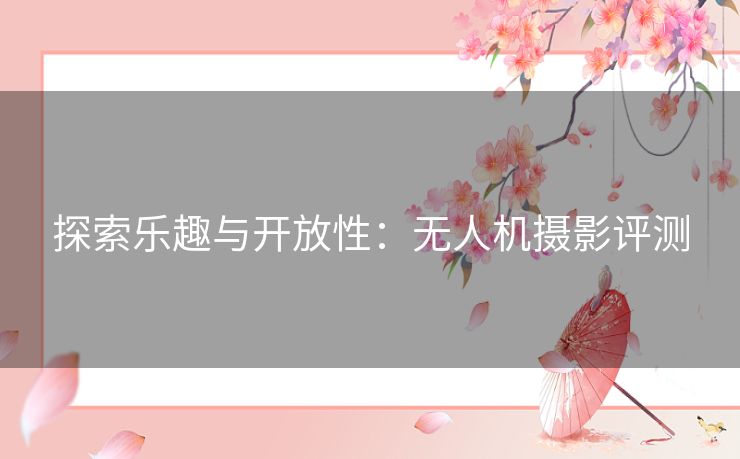 探索乐趣与开放性：无人机摄影评测