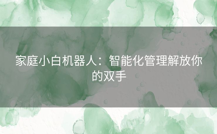 家庭小白机器人：智能化管理解放你的双手