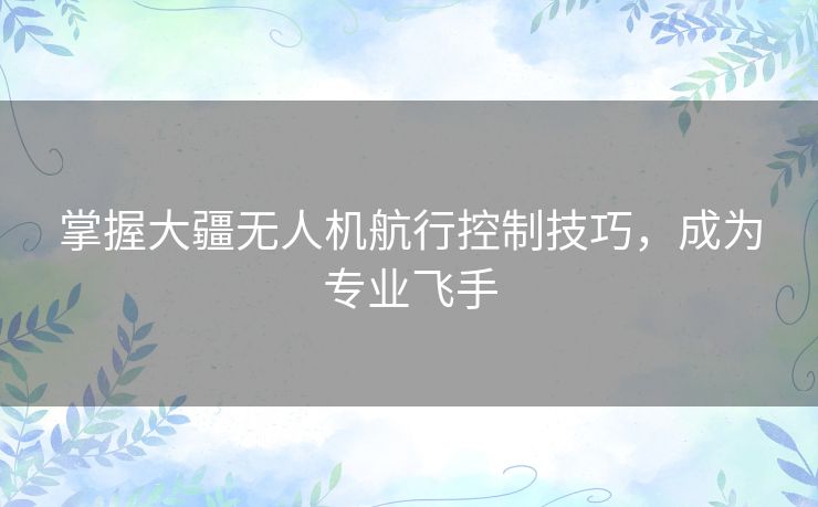 掌握大疆无人机航行控制技巧，成为专业飞手