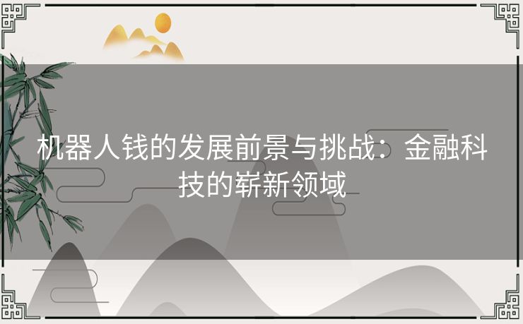 机器人钱的发展前景与挑战：金融科技的崭新领域