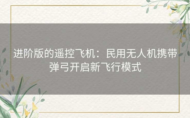 进阶版的遥控飞机：民用无人机携带弹弓开启新飞行模式