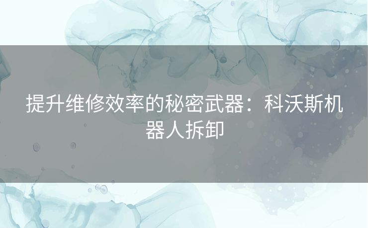 提升维修效率的秘密武器：科沃斯机器人拆卸