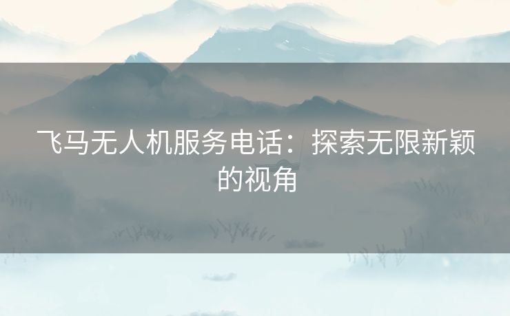 飞马无人机服务电话：探索无限新颖的视角