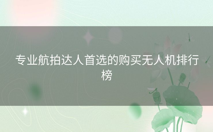 专业航拍达人首选的购买无人机排行榜