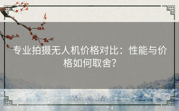 专业拍摄无人机价格对比：性能与价格如何取舍？