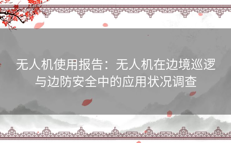 无人机使用报告：无人机在边境巡逻与边防安全中的应用状况调查