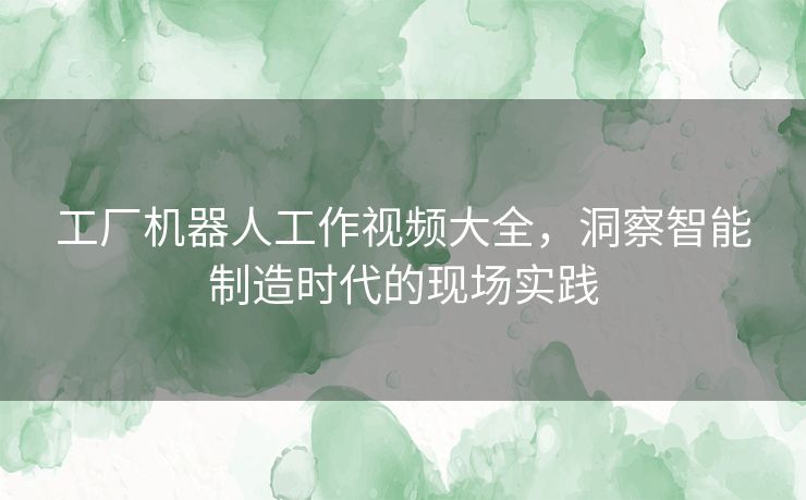 工厂机器人工作视频大全，洞察智能制造时代的现场实践