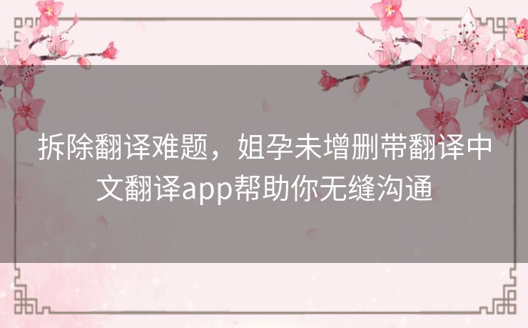 拆除翻译难题，姐孕未增删带翻译中文翻译app帮助你无缝沟通