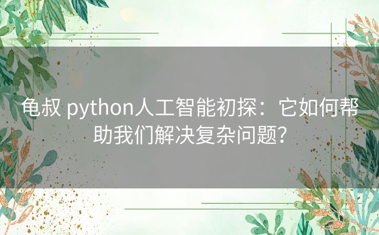 龟叔 python人工智能初探：它如何帮助我们解决复杂问题？