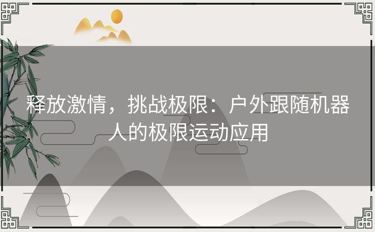 释放激情，挑战极限：户外跟随机器人的极限运动应用