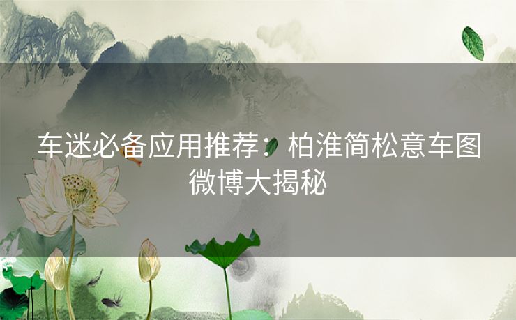 车迷必备应用推荐：柏淮简松意车图微博大揭秘