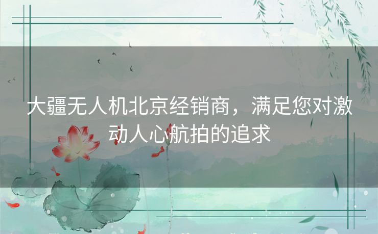 大疆无人机北京经销商，满足您对激动人心航拍的追求