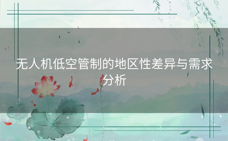 无人机低空管制的地区性差异与需求分析