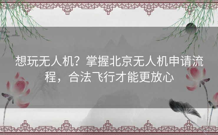 想玩无人机？掌握北京无人机申请流程，合法飞行才能更放心