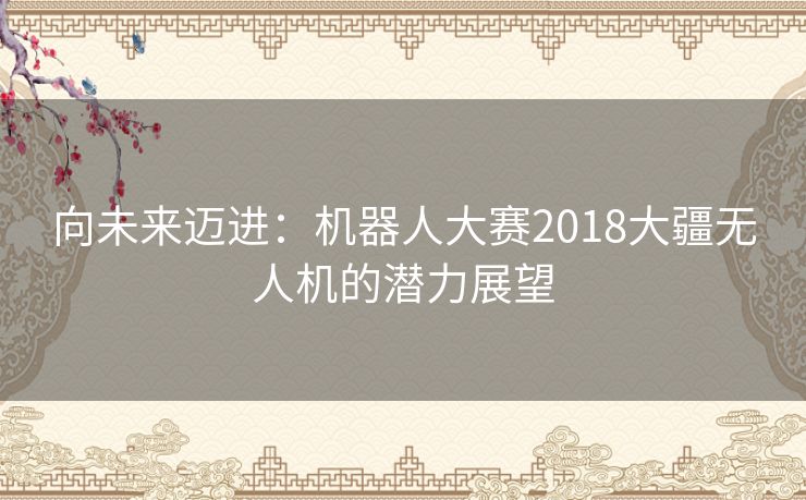 向未来迈进：机器人大赛2018大疆无人机的潜力展望