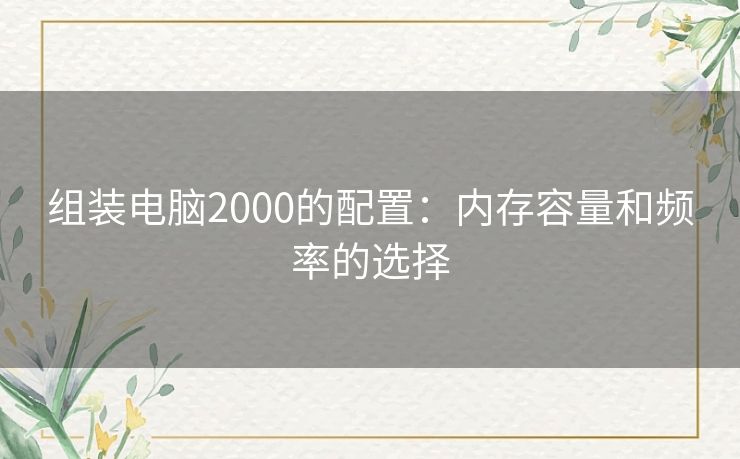 组装电脑2000的配置：内存容量和频率的选择