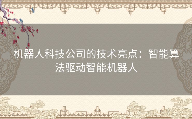 机器人科技公司的技术亮点：智能算法驱动智能机器人