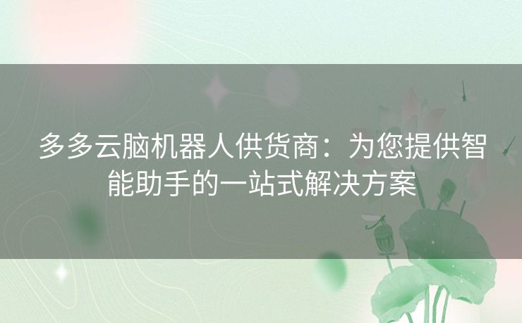 多多云脑机器人供货商：为您提供智能助手的一站式解决方案