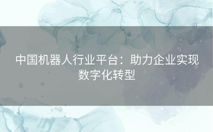 中国机器人行业平台：助力企业实现数字化转型