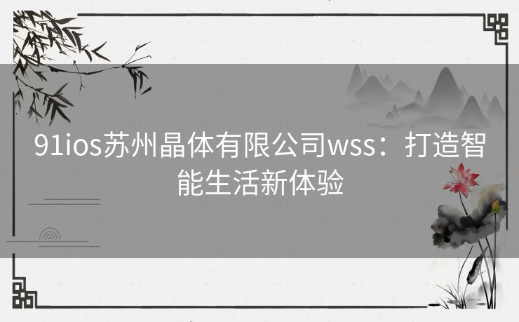 91ios苏州晶体有限公司wss：打造智能生活新体验