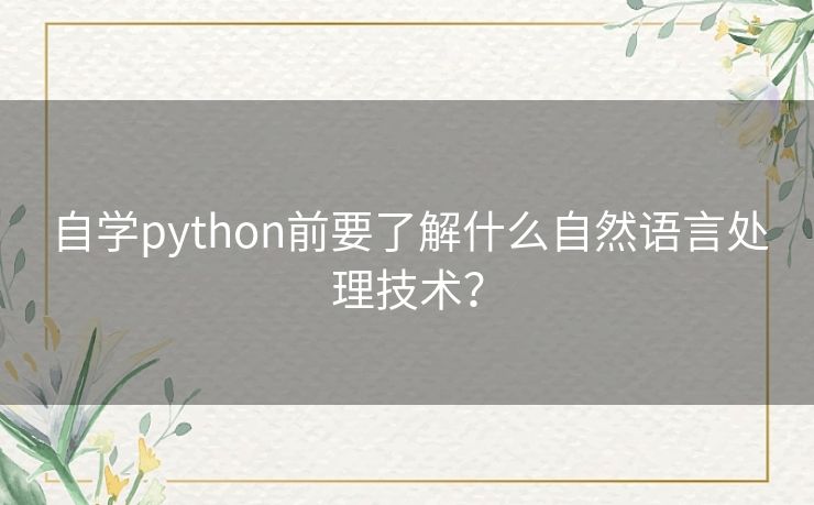 自学python前要了解什么自然语言处理技术？