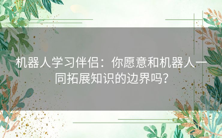 机器人学习伴侣：你愿意和机器人一同拓展知识的边界吗？