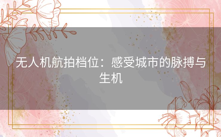 无人机航拍档位：感受城市的脉搏与生机