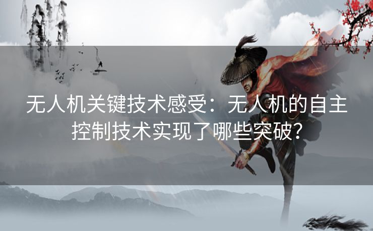 无人机关键技术感受：无人机的自主控制技术实现了哪些突破？