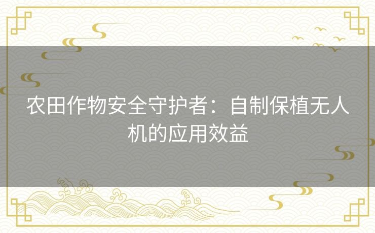 农田作物安全守护者：自制保植无人机的应用效益