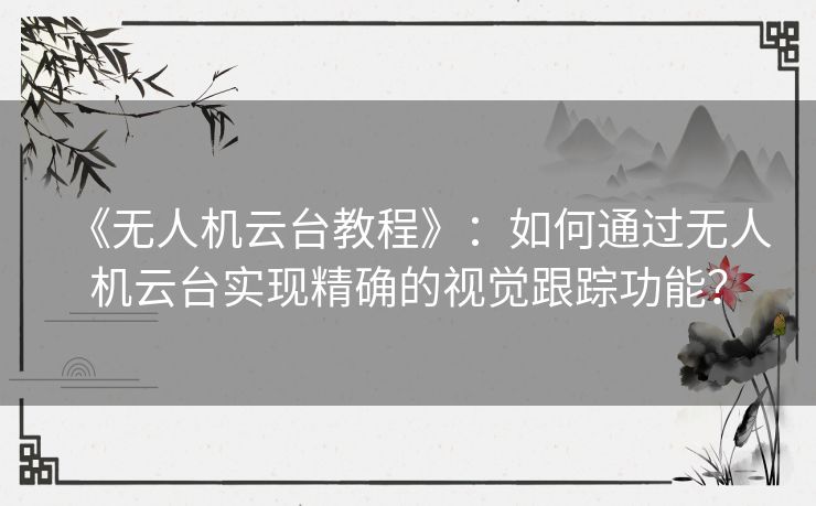 《无人机云台教程》：如何通过无人机云台实现精确的视觉跟踪功能？