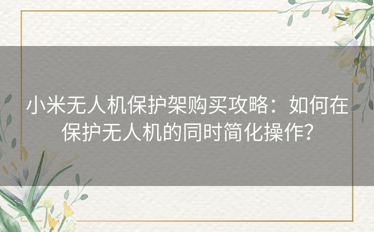 小米无人机保护架购买攻略：如何在保护无人机的同时简化操作？