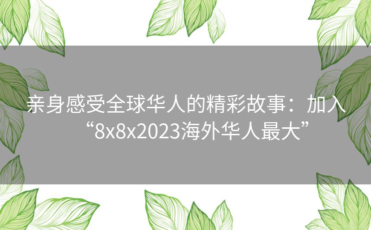 亲身感受全球华人的精彩故事：加入“8x8x2023海外华人最大”