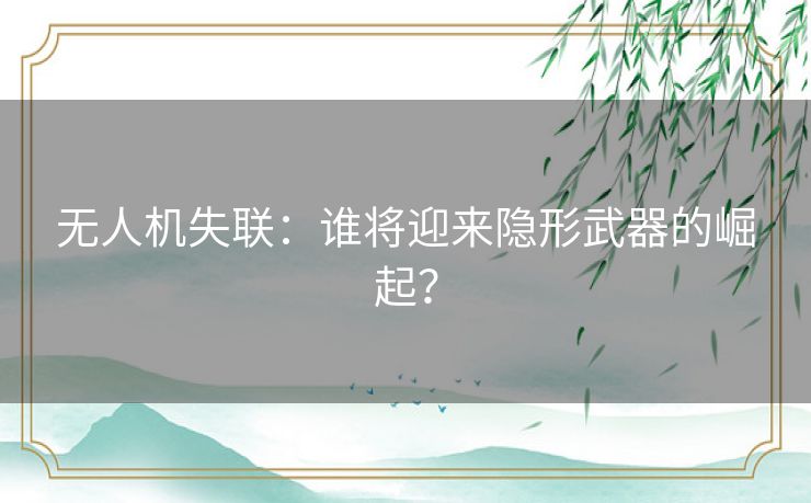 无人机失联：谁将迎来隐形武器的崛起？