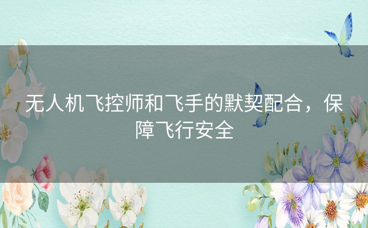 无人机飞控师和飞手的默契配合，保障飞行安全