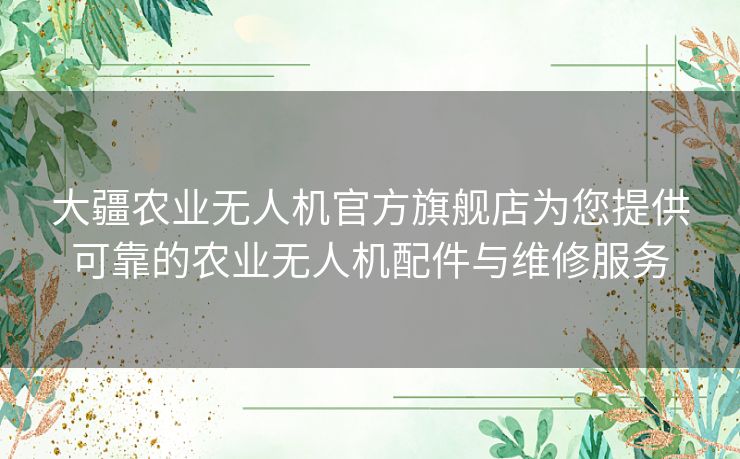 大疆农业无人机官方旗舰店为您提供可靠的农业无人机配件与维修服务