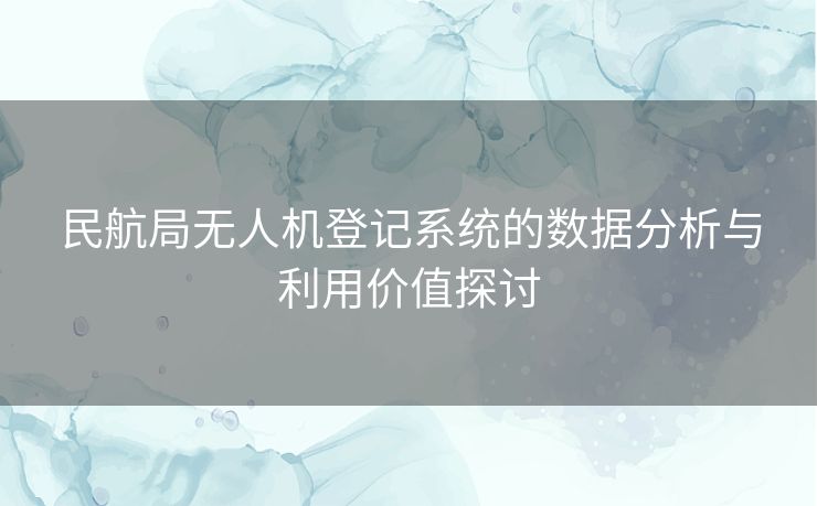 民航局无人机登记系统的数据分析与利用价值探讨