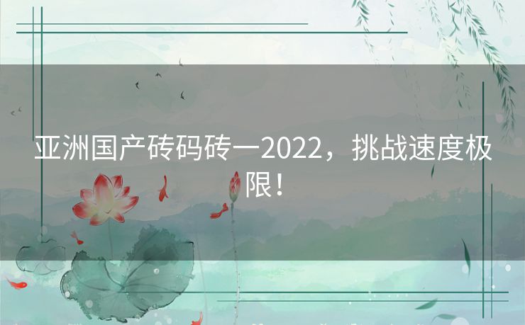 亚洲国产砖码砖一2022，挑战速度极限！