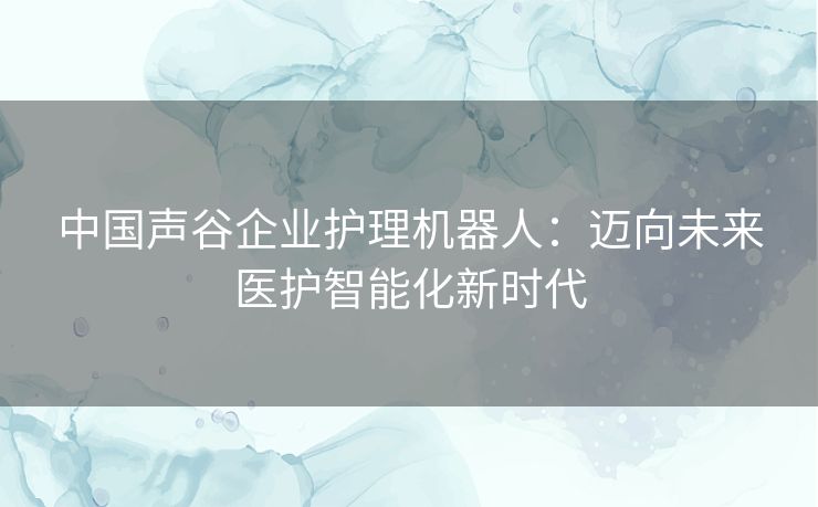 中国声谷企业护理机器人：迈向未来医护智能化新时代