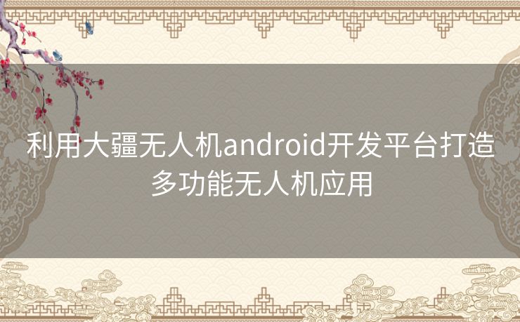 利用大疆无人机android开发平台打造多功能无人机应用