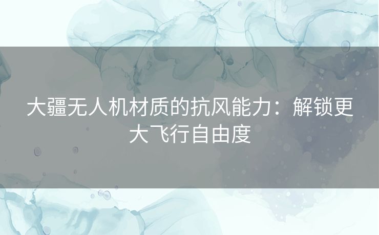 大疆无人机材质的抗风能力：解锁更大飞行自由度