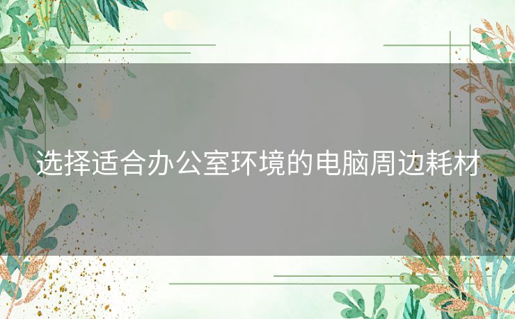 选择适合办公室环境的电脑周边耗材