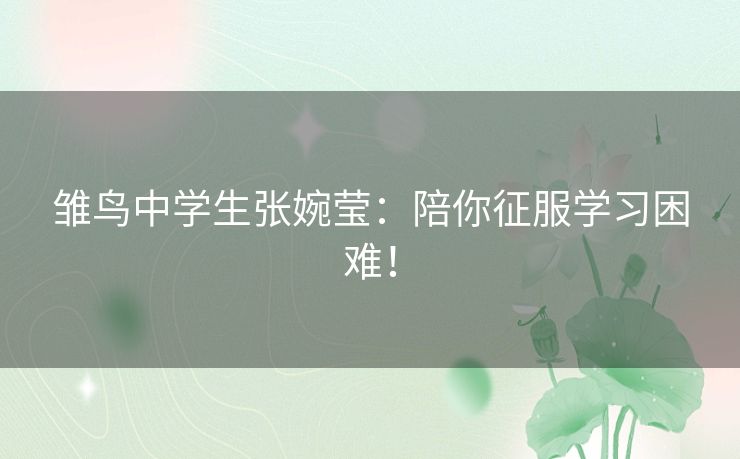 雏鸟中学生张婉莹：陪你征服学习困难！