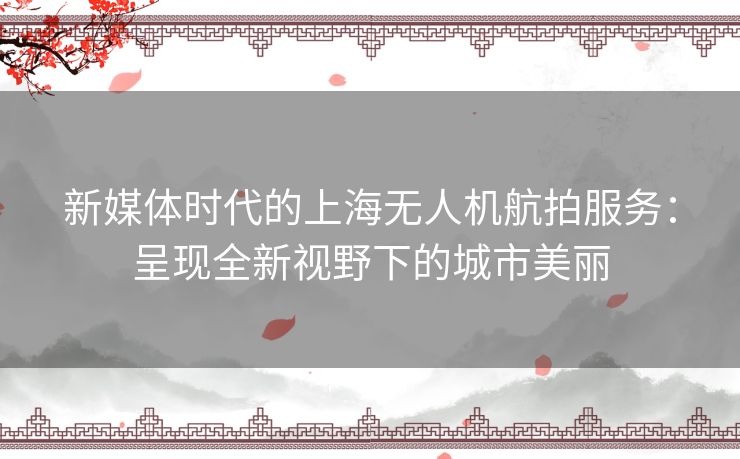 新媒体时代的上海无人机航拍服务：呈现全新视野下的城市美丽