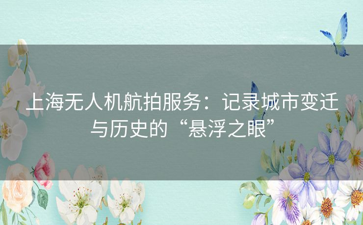 上海无人机航拍服务：记录城市变迁与历史的“悬浮之眼”