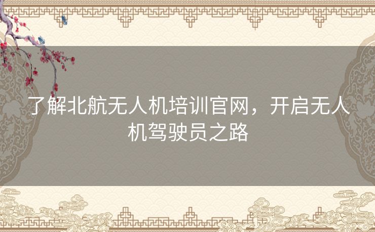 了解北航无人机培训官网，开启无人机驾驶员之路