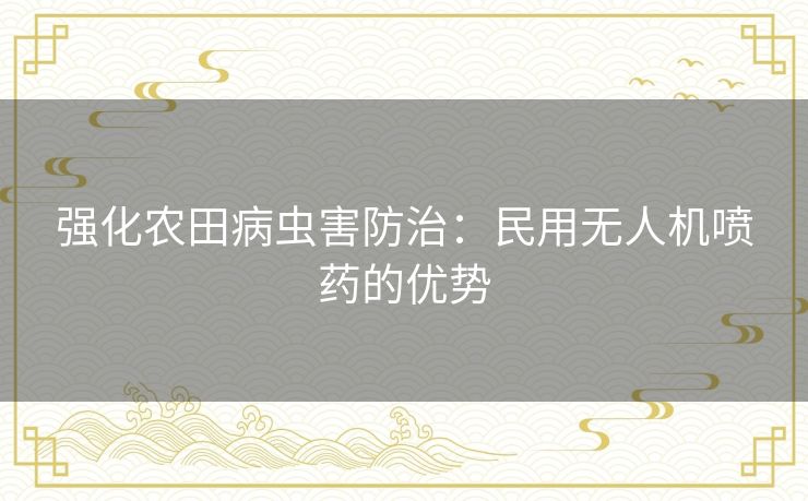 强化农田病虫害防治：民用无人机喷药的优势