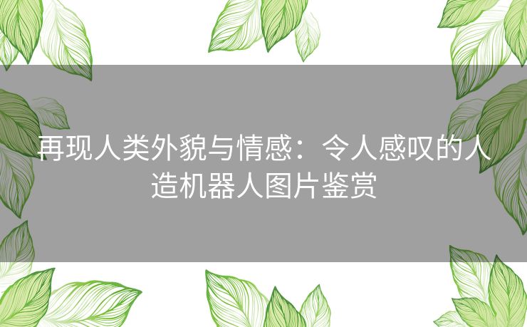 再现人类外貌与情感：令人感叹的人造机器人图片鉴赏